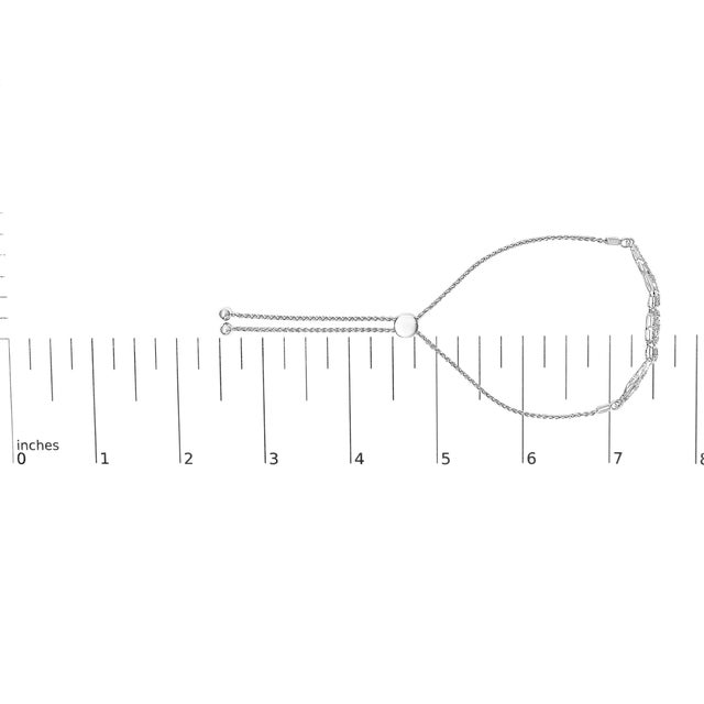 .925 Sterling Silver Diamond Cushion Frame Heart-Sides Twist 4���-10��� Adjustable Bolo Tennis Bolo Bracelet (I-J Color, I3 Clarity) For Sale In New York - Image 6 of 6