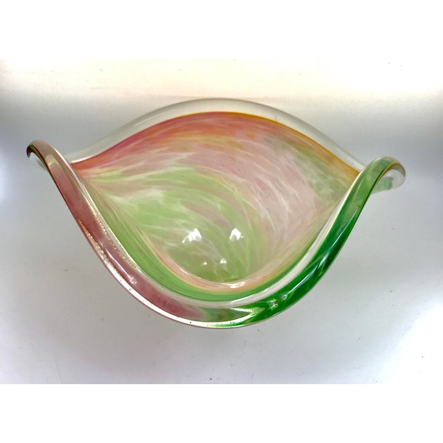 Mid-Century Murano Pastel Swirls Zanfirico Organic Form Bowl For Sale In New York - Image 6 of 13