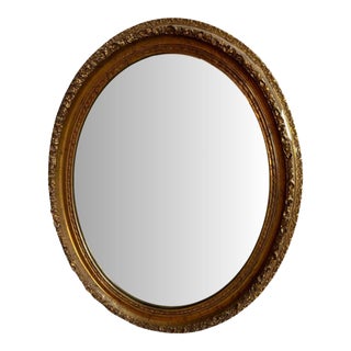 Vintage Gilded Oval Mirror For Sale