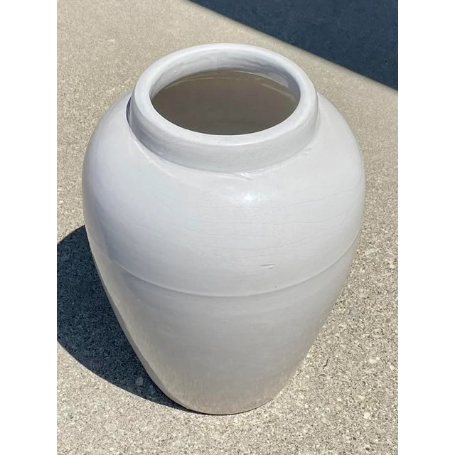 1940s Robinson Ransbottom Large White Pottery Garden Urn Floor Vase