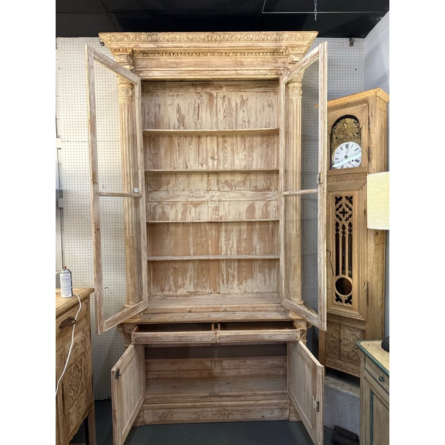 Renaissance Monumental 19th C. French Renaissance Scrapped Pine Bibliotheque From a Chateau in Avignon For Sale - Image 3 of 10