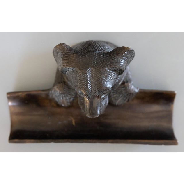 Vintage Bronze Tone Metal Dog Pen Tray Desk Accessory For Sale In Houston - Image 6 of 8