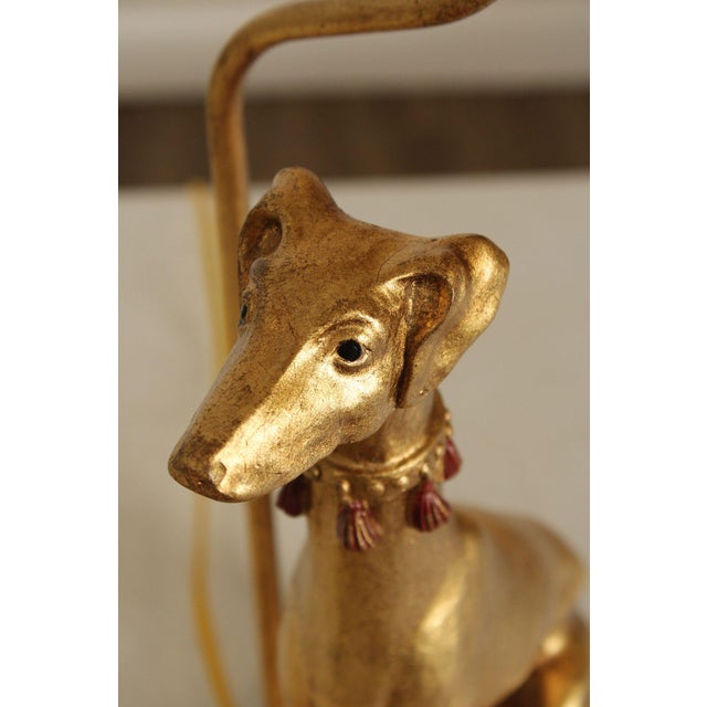 Late 20th Century Egyptian Revival Gilt Greyhound Table Lamps - a Pair For Sale - Image 13 of 18