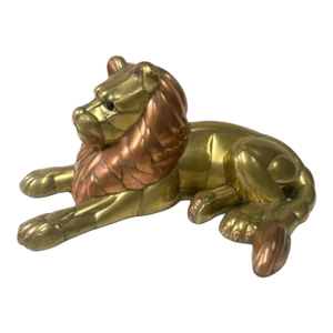 Brass and Copper Lion Sculpture