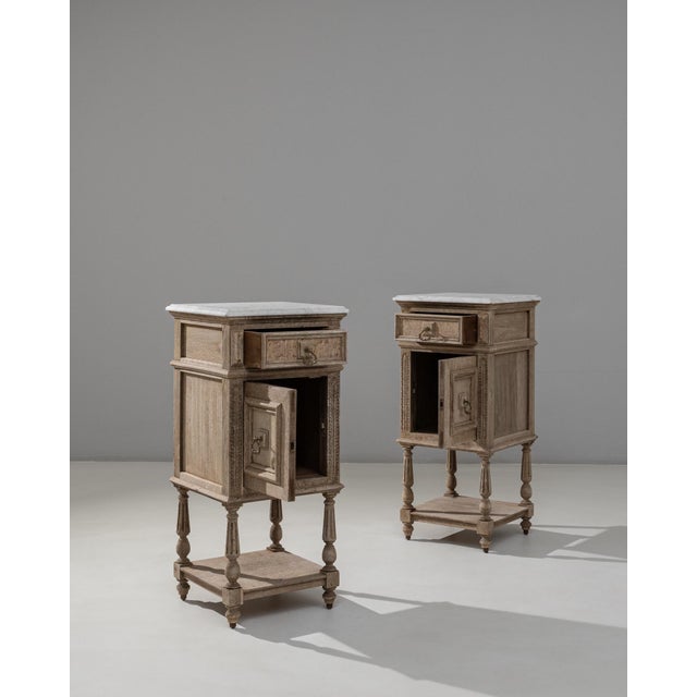 1890s French Louis XVI Bedside Tables With Marble Tops - A Pair For Sale - Image 17 of 18