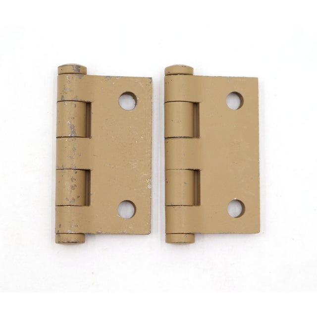 Pair of Vintage 2 X 2 In. Steel Cabinet Door Hinges For Sale - Image 4 of 4