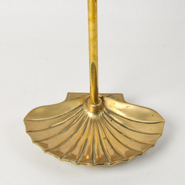 Mid 20th Century Solid Brass Seashell Handle Fireplace Tool Set With Scallop Shell Base Stand For Sale - Image 11 of 15