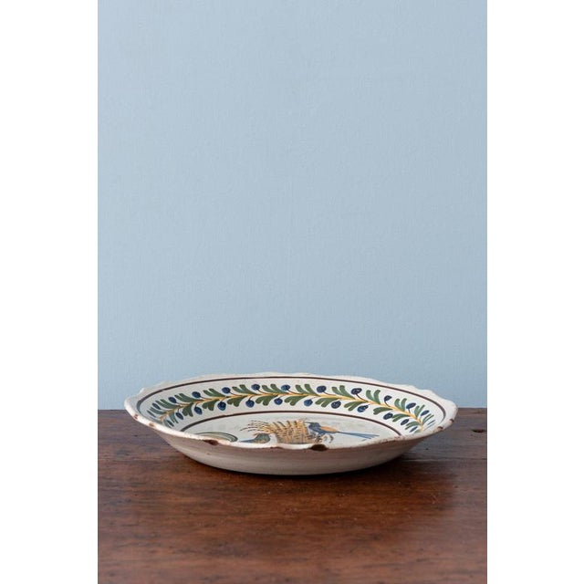 18th Century Late 18th Century Birds on Wheat Sheaf Plate from Nevers Faïence For Sale - Image 5 of 7