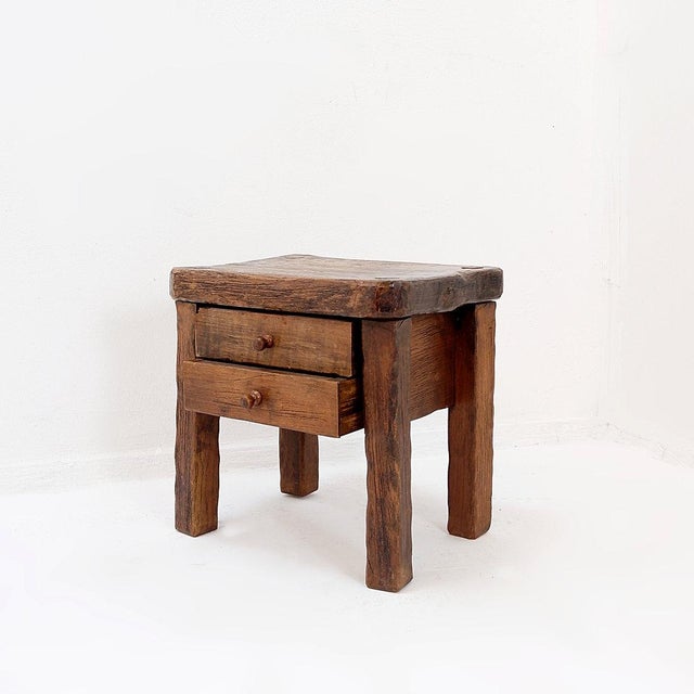 Brown Mid-Century Rustic Wood Nightstand For Sale - Image 8 of 13