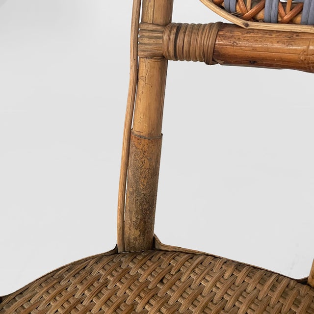 Blue Art Nouveau Italian Chairs with Armrest in Rattan, 1900s, Set of 2 For Sale - Image 8 of 18
