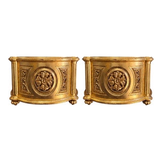 Large Scale French Neoclassical Style Giltwood Planters Att. Christopher Guy For Sale