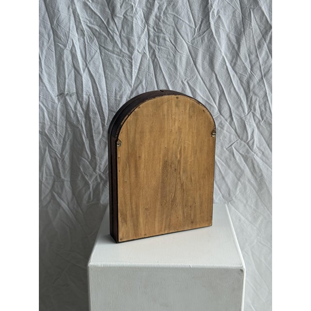 Mini Mirror with Rounded Oak Top, 1980s For Sale - Image 10 of 12