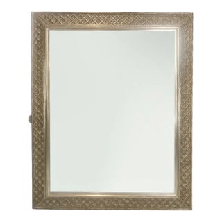 Vintage Silver Gilt Waffle Weave Mirror For Sale