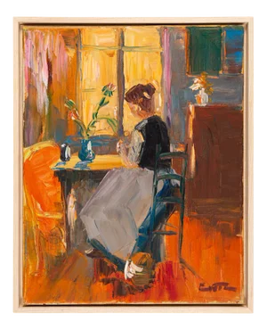 Young Woman in Morning Sun, Oil on Canvas