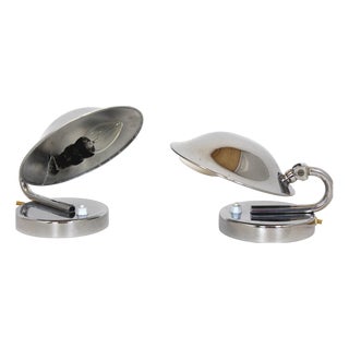 Bauhaus Style Chrome Bedside Table Lamps from Napako, Former Czechoslovakia, 1930s, Set of 2 For Sale
