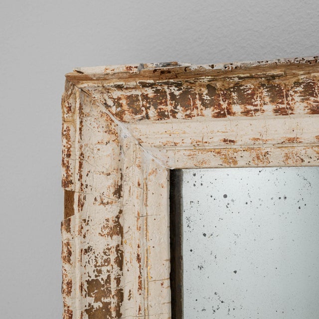 French 19th Century France Cream Wood Mirror For Sale - Image 3 of 10