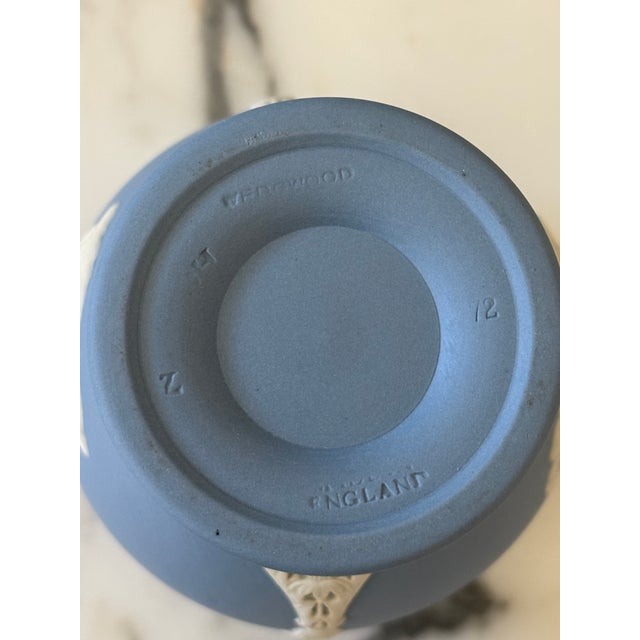 Vintage English Wedgwood Blue Jasperware Neoclassical Vase For Sale - Image 10 of 17