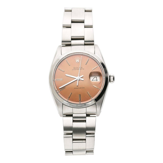 Vintage Rolex Oysterdate Precision 6694 Champagne Brown Dial 34mm Watch For Sale