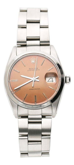 Vintage Rolex Oysterdate Precision 6694 Champagne Brown Dial 34mm Watch