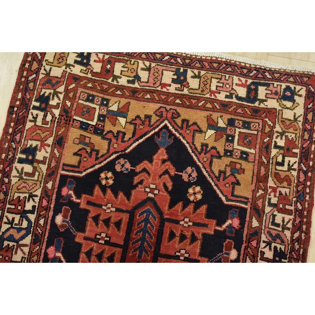 Karajeh Runner 3’3” X 10’9” Blue Wool Semi-Antique Tribal Hand-Knotted Rug For Sale In Philadelphia - Image 6 of 14