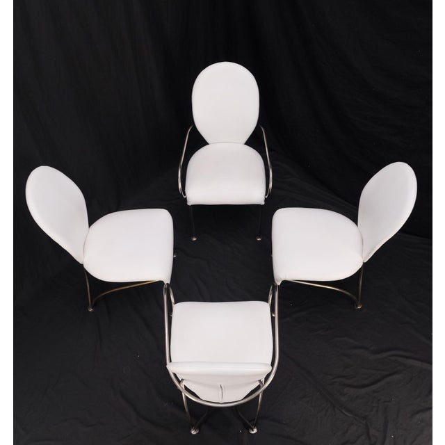 White Set of 4 Mid-Century Modern Dining Chairs DIA White Upholstery MINT! For Sale - Image 8 of 17