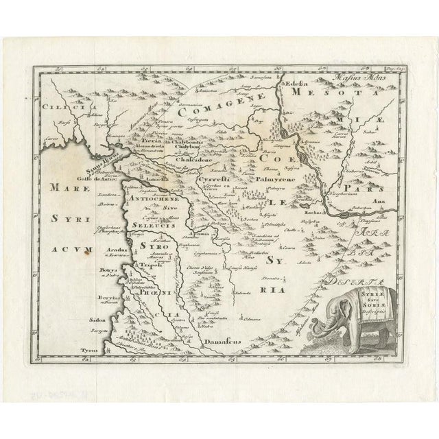 Antique Map of Ancient Syria with Elephant Cartouche by Cluver, 1697 For Sale - Image 3 of 12