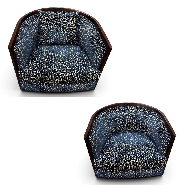 Baker Furniture Thomas Pheasant Bevel Swivel Lounge Chairs, a Pair For Sale - Image 15 of 17