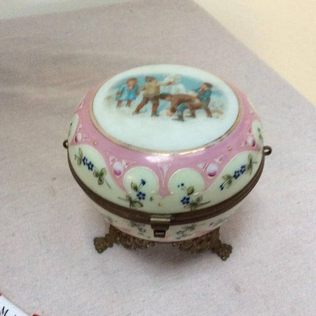 Pink Antique Round Glass Box For Sale - Image 8 of 8