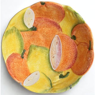 Made in Italy Mid-Century Majolica Style Citrus Motif Bowl For Sale