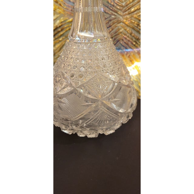 Antique American Brilliant Cut Glass Carafe Hobstar Crystal C1900 For Sale - Image 11 of 12