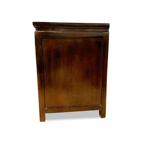 1980s Asian Brown Lacquer Elm Nightstand For Sale - Image 4 of 5