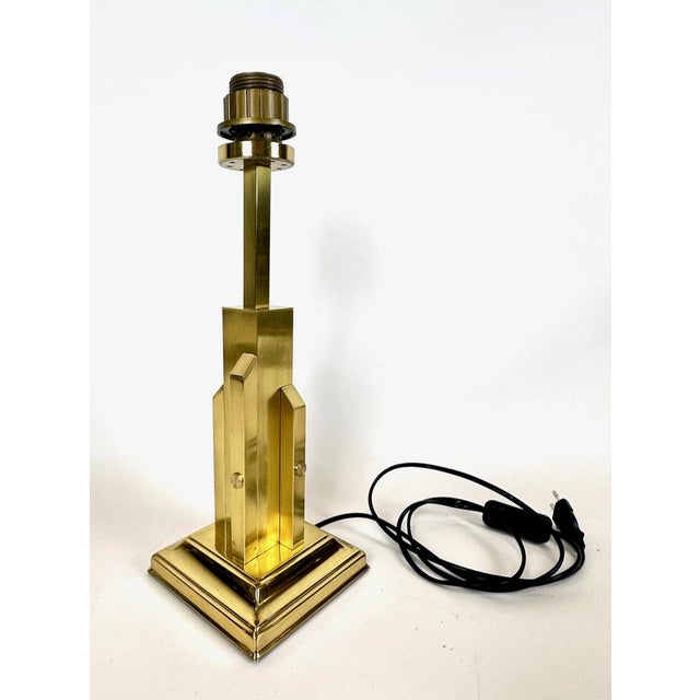 1970s Art Deco Regency Style Table Lamp in Brass, 1970s For Sale - Image 5 of 15