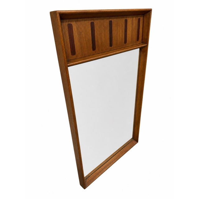 Elevate your space with this authentic Mid-Century Modern Lane walnut mirror, featuring the brand’s iconic rosewood inlay...