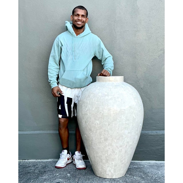 Late 20th Century Vintage Boho Tessellated Stone Floor Vase For Sale - Image 5 of 11