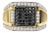 Men's 14K Yellow Gold Plated .925 Sterling Silver 1 1/2 Cttw White and Black Treated Diamond Cluster Ring (Black / I-J Color, I2-I3 Clarity) - Size 12 For Sale