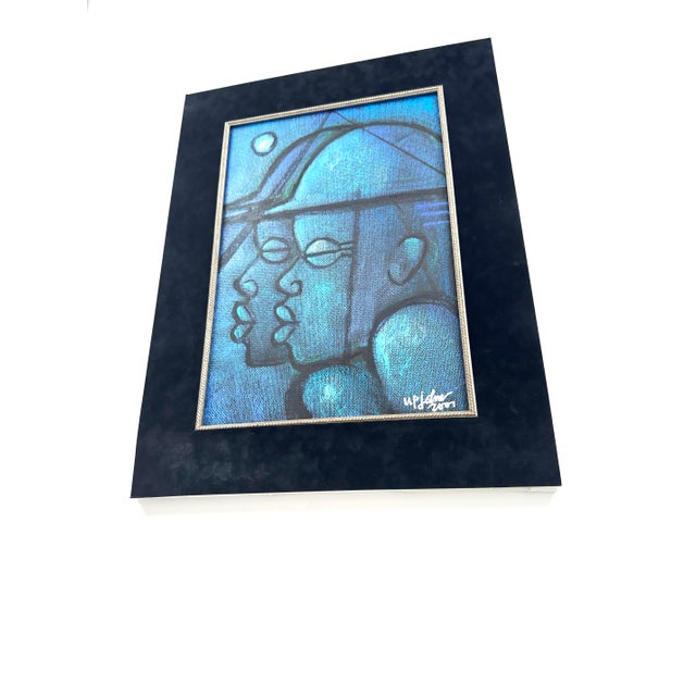Vintage Original Buchi Upjohn Acrylic Painting Black African Artist Nigeria For Sale In Portland, ME - Image 6 of 7