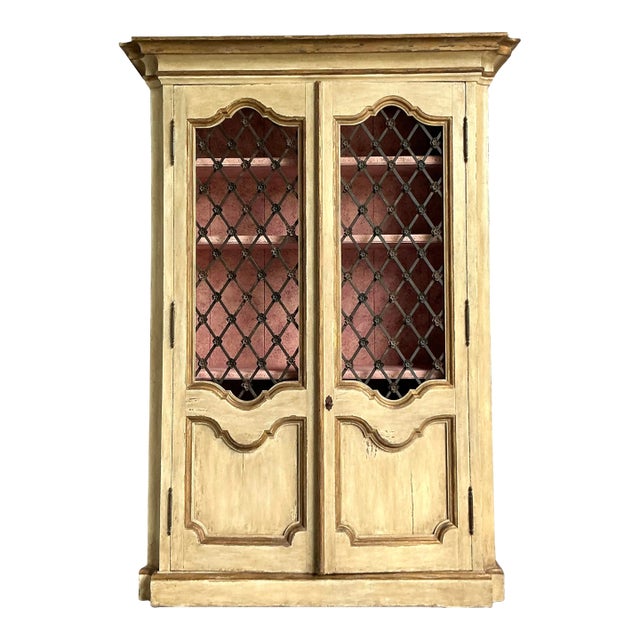 Vintage Regency Faux Finished Trellis Armoire For Sale