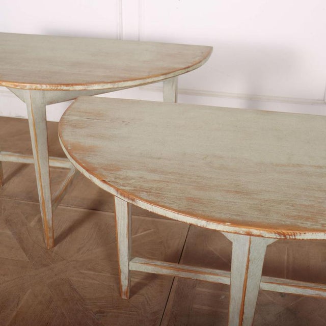 Swedish Demi Lune Console Tables, Set of 2 For Sale - Image 6 of 11