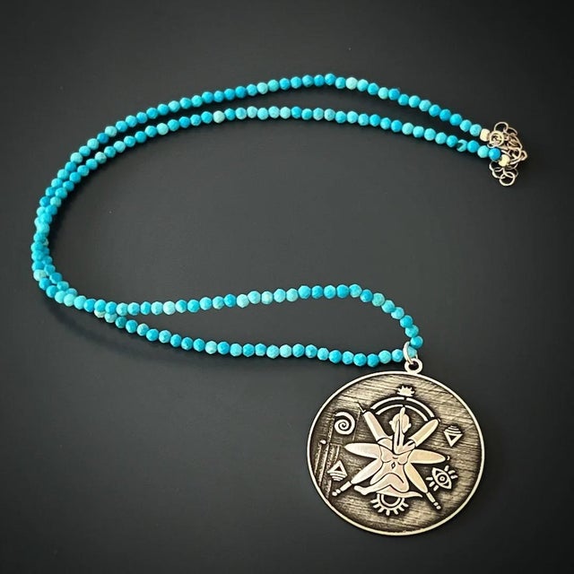 Turquoise See The Good Necklace For Sale - Image 9 of 12