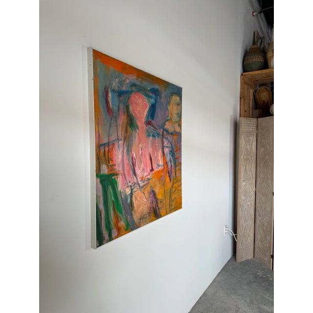 We are delighted to offer for sale this fantastic Mid-century expressionist abstract oil on canvas painting by listed...