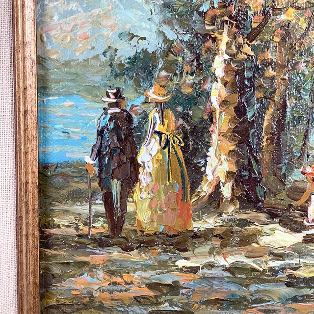 Signed Mid-Century European Impressionist Landscape Oil Painting in Gilt Frame For Sale - Image 11 of 12
