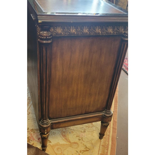 2000 - 2009 Beautiful Pulaski Mirrored & Leather Top Server For Sale - Image 5 of 15