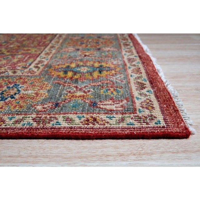 Indian 10x14 Coral Hand-Knotted Wool Geometric Floral Tapestry Traditional Carpet Rug For Sale - Image 3 of 8
