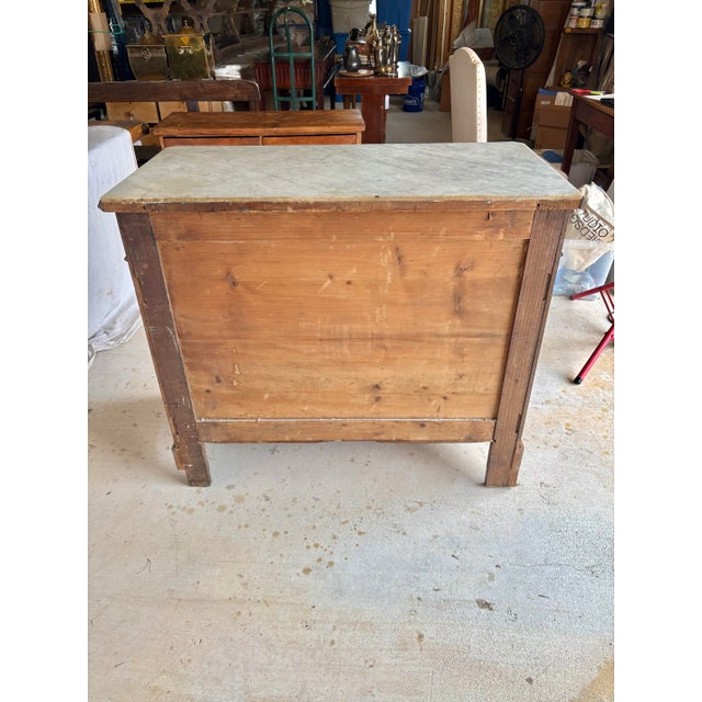 Late 19th Century French Louis Philippe Burled Walnut and Marble Top Chest of Drawers Commode For Sale - Image 12 of 12