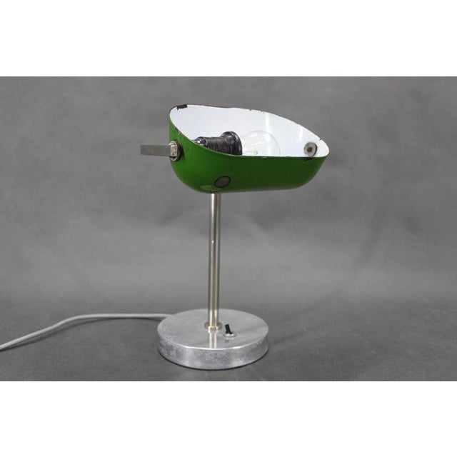 Metal Vintage Art Deco Nickel Banker Table Lamp, 1940s For Sale - Image 7 of 16