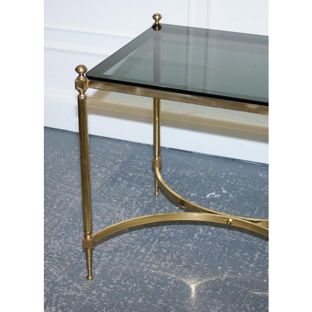 Hollywood Regency French Brass & Smoked Glass Coffee Table, 1960s For Sale - Image 9 of 17