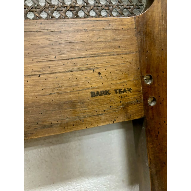 Brown Vintage King Size French Louis XV Style Cane Back and Dark Teak Headboard For Sale - Image 8 of 10