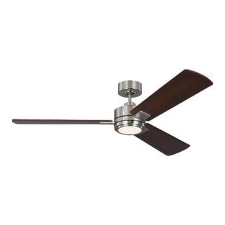 Visual Comfort Fan Harris Smart 56" LED Ceiling Fan in Brushed Steel and Dark Walnut For Sale