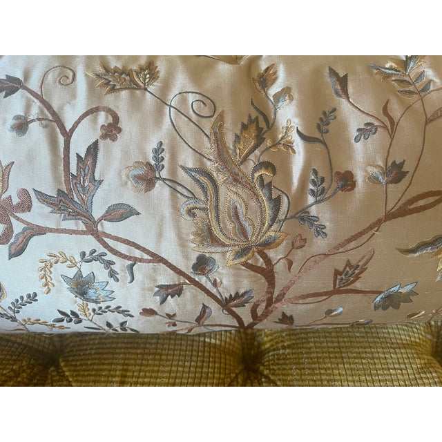 Vintage European Embroidered Silk Taffeta Cushions- Set of 2 For Sale In Los Angeles - Image 6 of 12