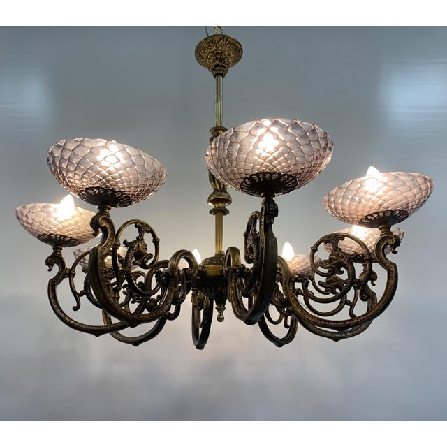 Vintage Murano Glass Chandelier in Bronze and Brass from Seguso, 1950s For Sale - Image 6 of 10